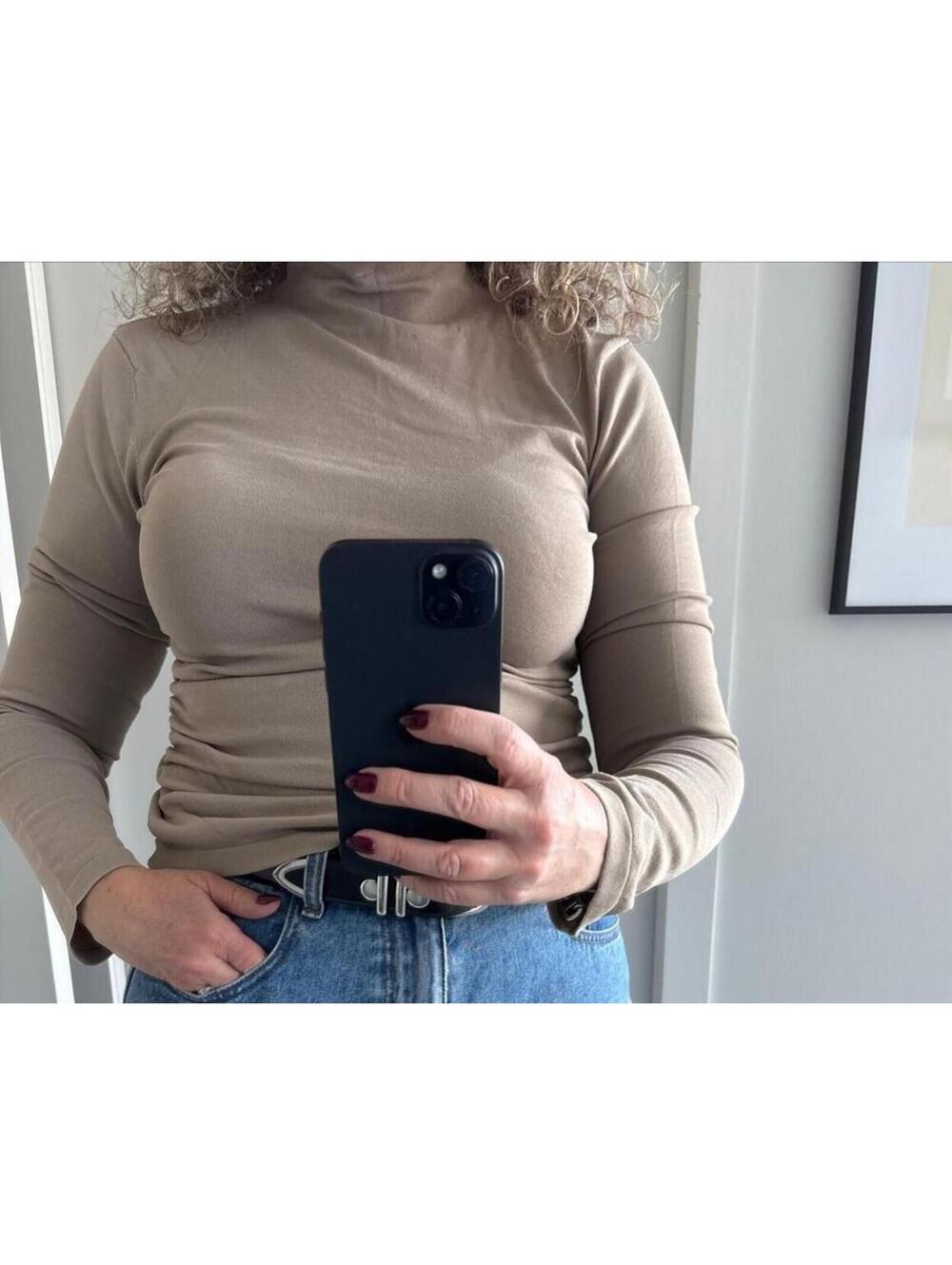 Dissh Nix  Rouched Side Top Taupe Size Large